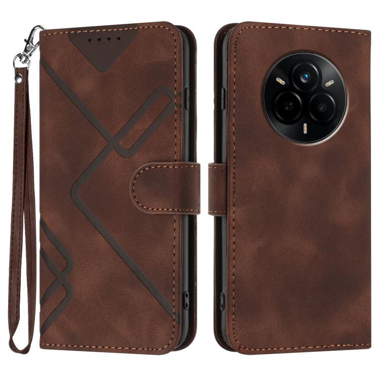 Line Pattern Skin Feel Leather Phone Case, For Realme P3 Ultra 5G, For Realme P3 Pro, For Realme 14 Pro+, For Realme 14 Pro