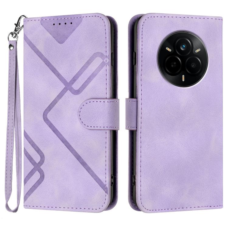 Line Pattern Skin Feel Leather Phone Case, For Realme P3 Ultra 5G, For Realme P3 Pro, For Realme 14 Pro+, For Realme 14 Pro