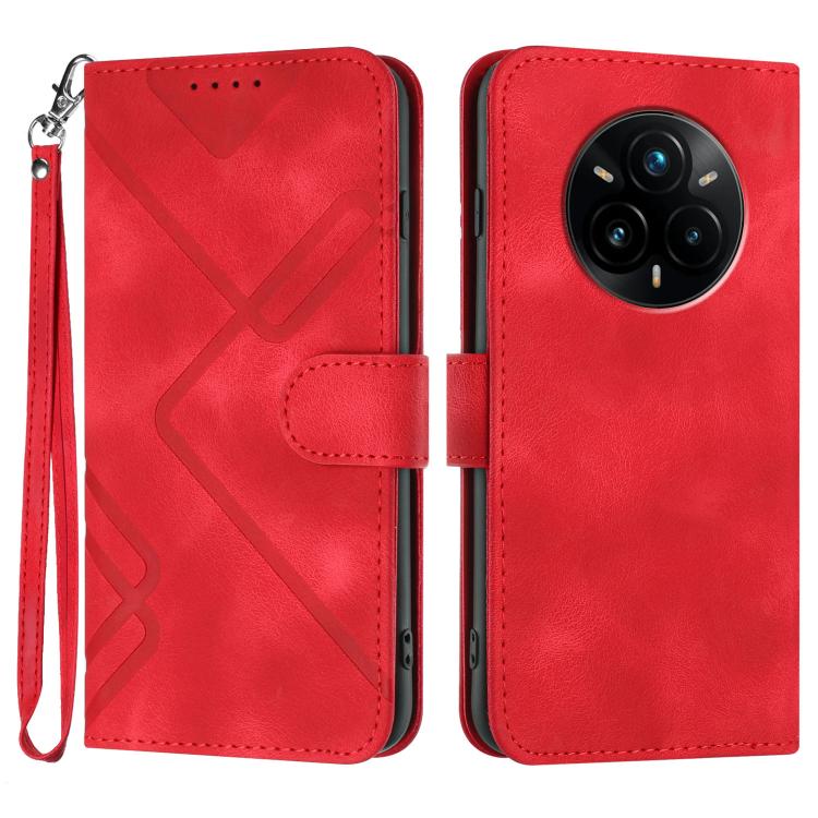 Line Pattern Skin Feel Leather Phone Case, For Realme P3 Ultra 5G, For Realme P3 Pro, For Realme 14 Pro+, For Realme 14 Pro