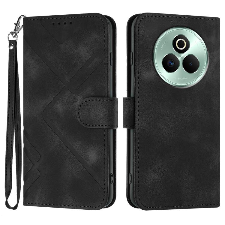 Line Pattern Skin Feel Leather Phone Case, For Realme P3 Ultra 5G, For Realme P3 Pro, For Realme 14 Pro+, For Realme 14 Pro