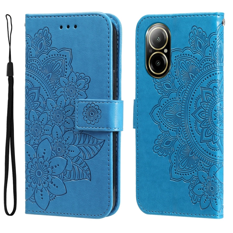Seven-petal Flowers Embossing Leather Phone Case, For Realme 12 5G, For Realme 12+, For Realme 12 Pro+, For Realme C67 4G Global