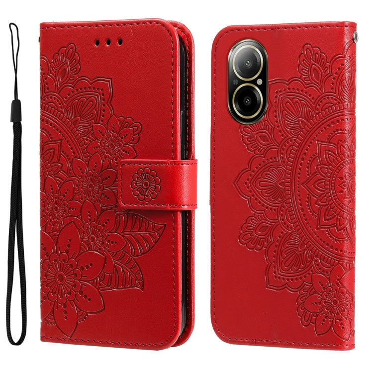 Seven-petal Flowers Embossing Leather Phone Case, For Realme 12 5G, For Realme 12+, For Realme 12 Pro+, For Realme C67 4G Global