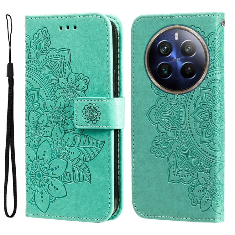Seven-petal Flowers Embossing Leather Phone Case, For Realme 12 5G, For Realme 12+, For Realme 12 Pro+, For Realme C67 4G Global
