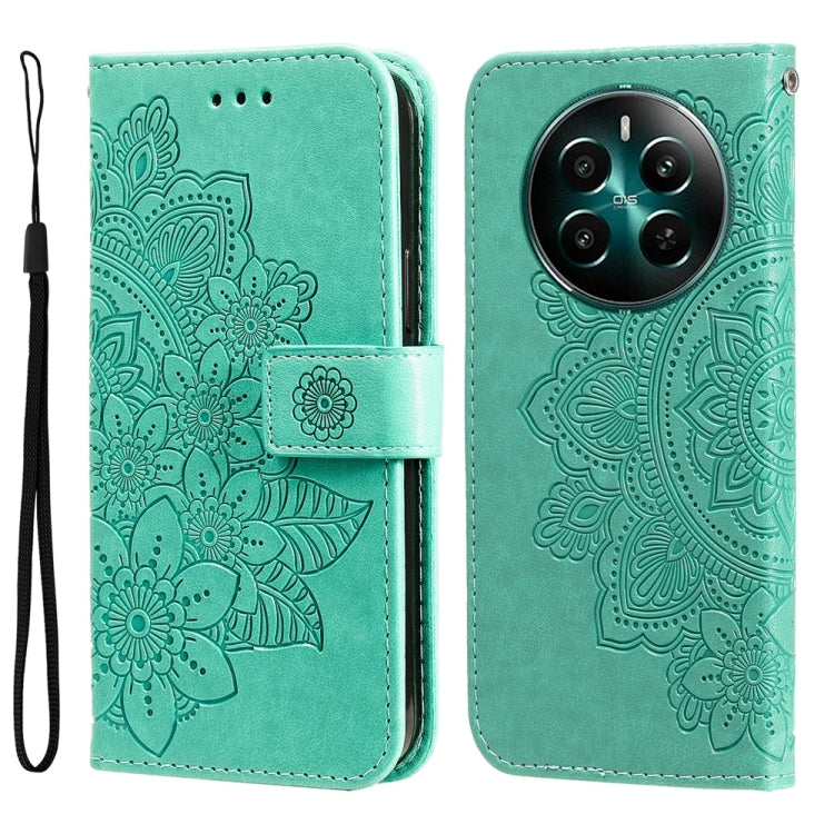 Seven-petal Flowers Embossing Leather Phone Case, For Realme 12 5G, For Realme 12+, For Realme 12 Pro+, For Realme C67 4G Global