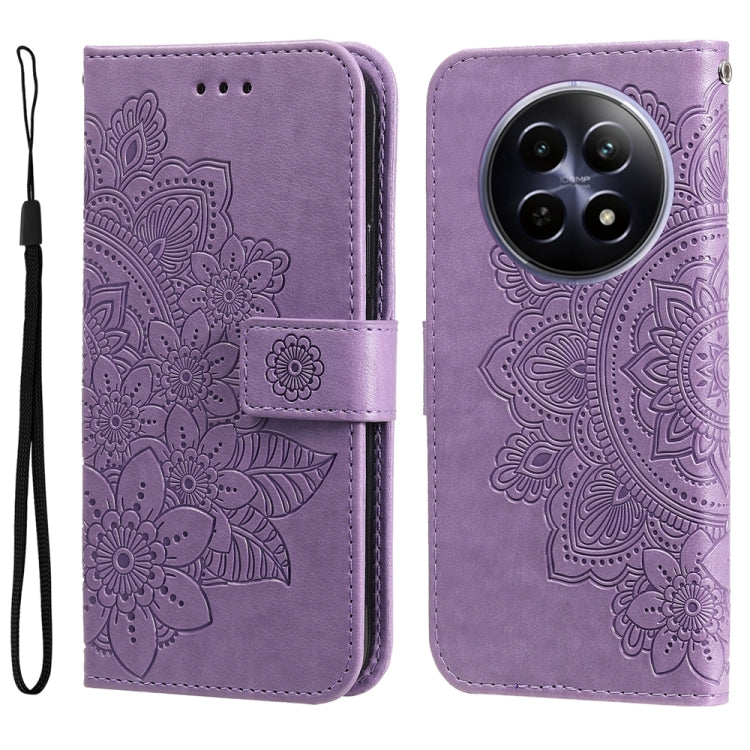 Seven-petal Flowers Embossing Leather Phone Case, For Realme 12 5G, For Realme 12+, For Realme 12 Pro+, For Realme C67 4G Global