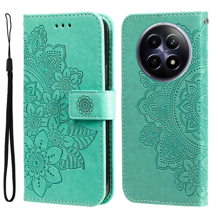 Seven-petal Flowers Embossing Leather Phone Case, For Realme 12 5G, For Realme 12+, For Realme 12 Pro+, For Realme C67 4G Global