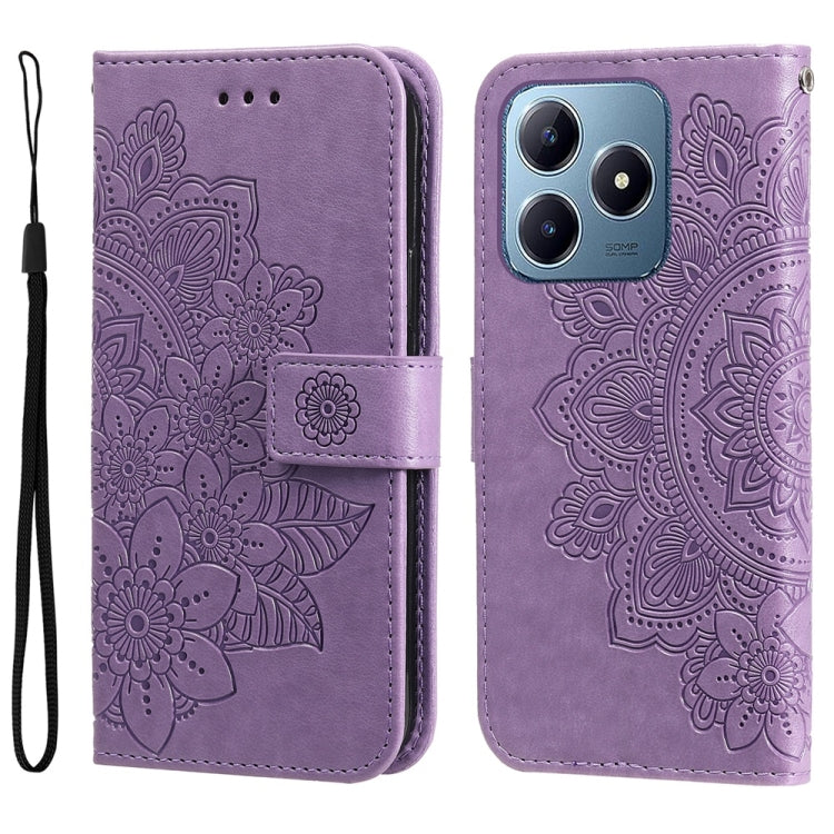 Seven-petal Flowers Embossing Leather Phone Case, For Realme 13+, For Realme 13 Pro / 13 Pro+ / P1 Pro Global, For Realme GT 6 / GT Neo6 SE, For Realme C63 / C61  / Note 60