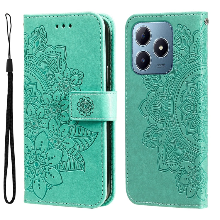 Seven-petal Flowers Embossing Leather Phone Case, For Realme 13+, For Realme 13 Pro / 13 Pro+ / P1 Pro Global, For Realme GT 6 / GT Neo6 SE, For Realme C63 / C61  / Note 60