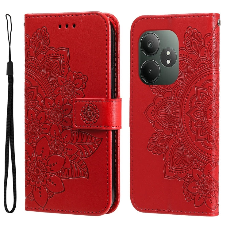 Seven-petal Flowers Embossing Leather Phone Case, For Realme 13+, For Realme 13 Pro / 13 Pro+ / P1 Pro Global, For Realme GT 6 / GT Neo6 SE, For Realme C63 / C61  / Note 60