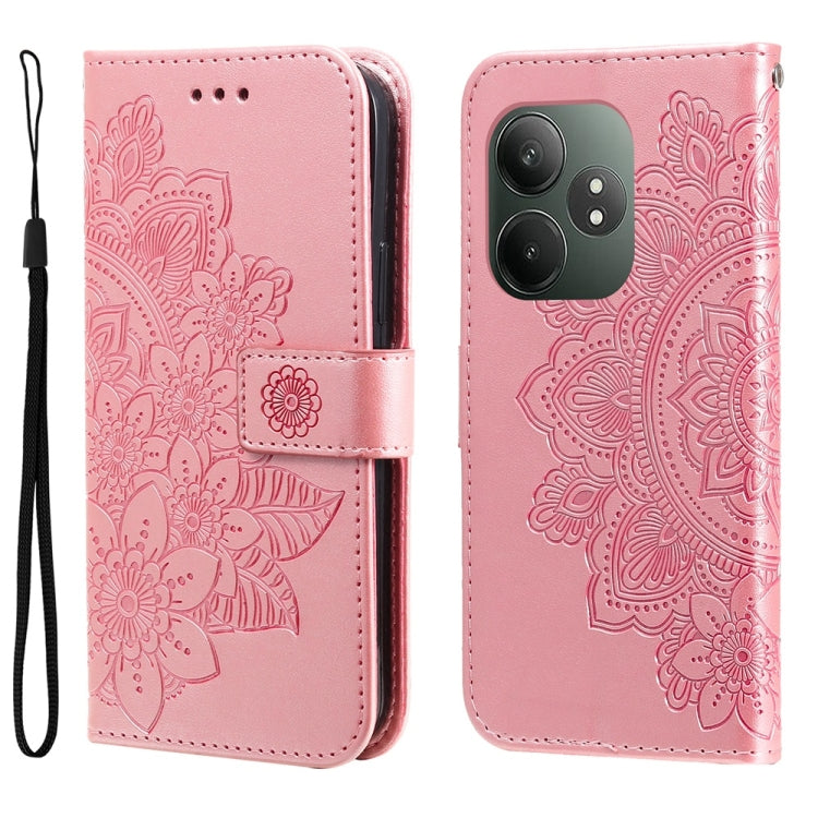 Seven-petal Flowers Embossing Leather Phone Case, For Realme 13+, For Realme 13 Pro / 13 Pro+ / P1 Pro Global, For Realme GT 6 / GT Neo6 SE, For Realme C63 / C61  / Note 60