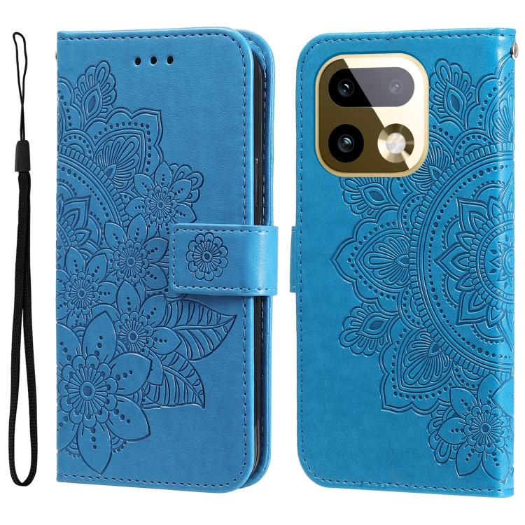 Seven-petal Flowers Embossing Leather Phone Case, For Realme 16 Pro+ 5G, For Realme 16 Pro 5G, For Realme 15x 5G India / Realme C85 5G, For Realme C85 Pro 4G