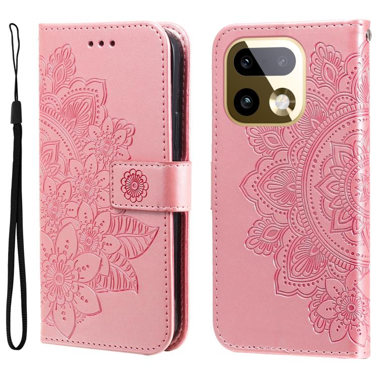 Seven-petal Flowers Embossing Leather Phone Case, For Realme 16 Pro+ 5G, For Realme 16 Pro 5G, For Realme 15x 5G India / Realme C85 5G, For Realme C85 Pro 4G