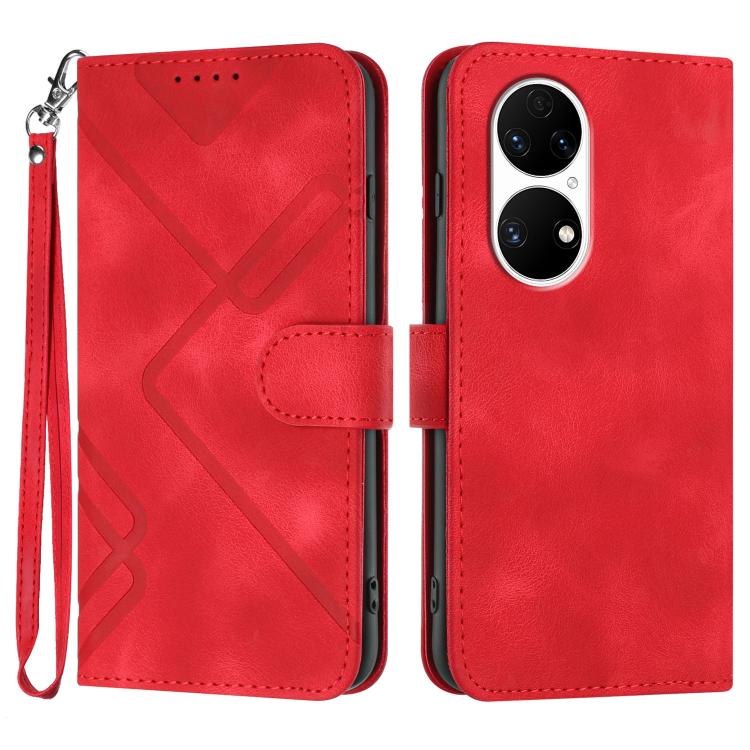 Line Pattern Skin Feel Leather Phone Case, For Huawei P50 Pro, For Huawei P50, For Huawei Enjoy 20 SE 4G, For Huawei nova 8 SE