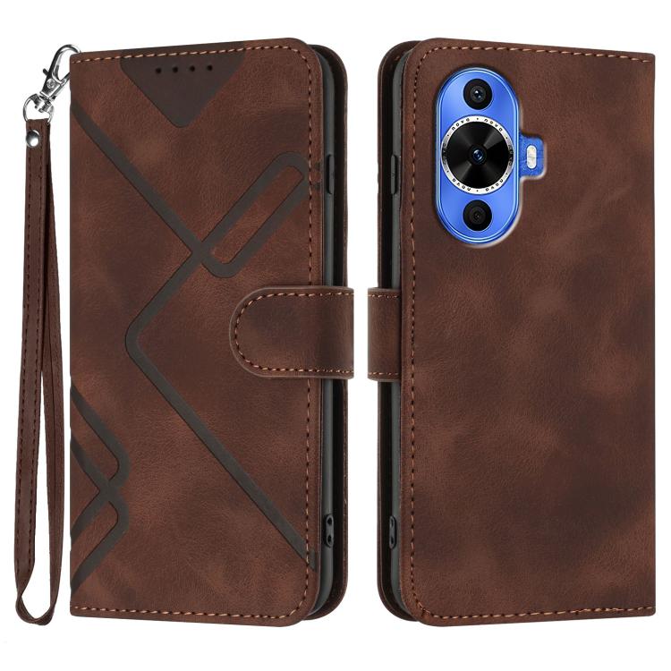 Line Pattern Skin Feel Leather Phone Case, For Huawei nova 12s, For Huawei nova Y72, For Huawei nova 12 Pro / nova 12 Ultra, For Huawei Enjoy 70