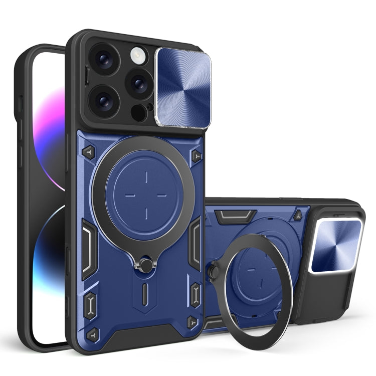 CD Texture Sliding CamShield Magnetic Holder Phone Case – iPhone 16 Pro, 16 Plus, 16 & 15 Pro Max