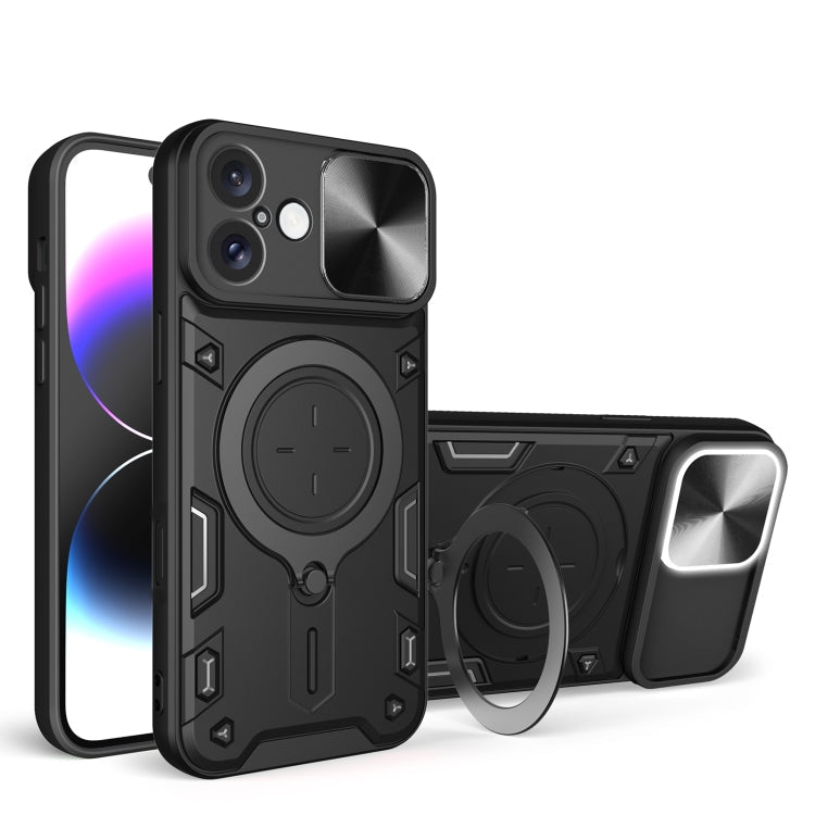 CD Texture Sliding CamShield Magnetic Holder Phone Case – iPhone 16 Pro, 16 Plus, 16 & 15 Pro Max