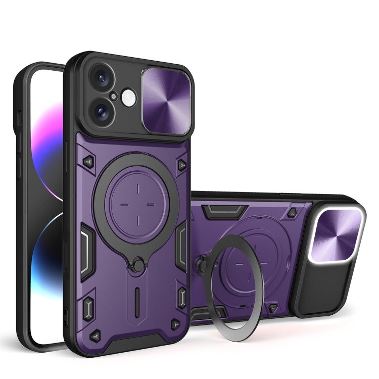 CD Texture Sliding CamShield Magnetic Holder Phone Case – iPhone 16 Pro, 16 Plus, 16 & 15 Pro Max