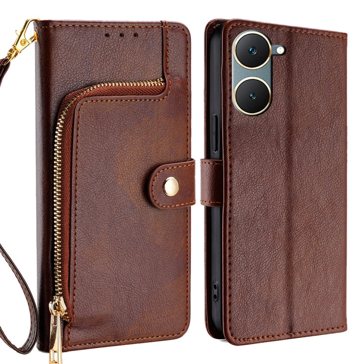 Zipper Bag Leather Phone Case, For vivo Y38 5G / T3x Global, For vivo V30e 5G Global, For vivo iQOO Z9x 5G, For vivo iQOO Z9 Turbo, For vivo Y03 4G, For vivo Y100 5G IDN