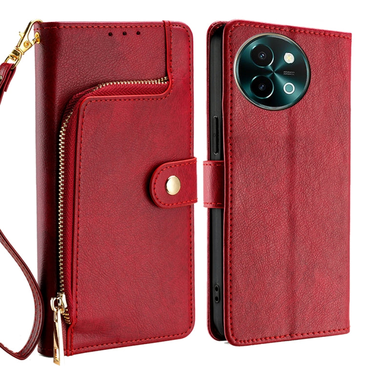 Zipper Bag Leather Phone Case, For vivo Y38 5G / T3x Global, For vivo V30e 5G Global, For vivo iQOO Z9x 5G, For vivo iQOO Z9 Turbo, For vivo Y03 4G, For vivo Y100 5G IDN