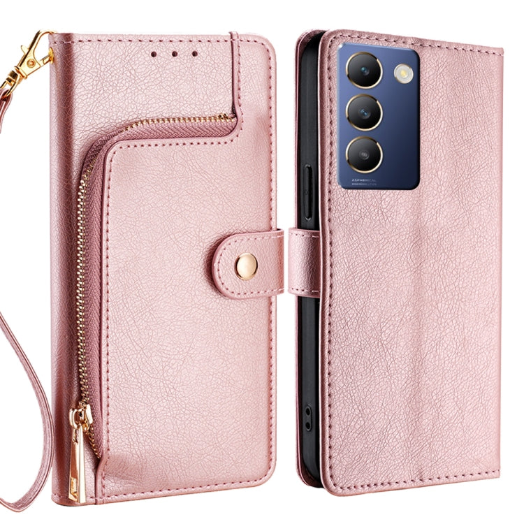 Zipper Bag Leather Phone Case, For vivo Y38 5G / T3x Global, For vivo V30e 5G Global, For vivo iQOO Z9x 5G, For vivo iQOO Z9 Turbo, For vivo Y03 4G, For vivo Y100 5G IDN