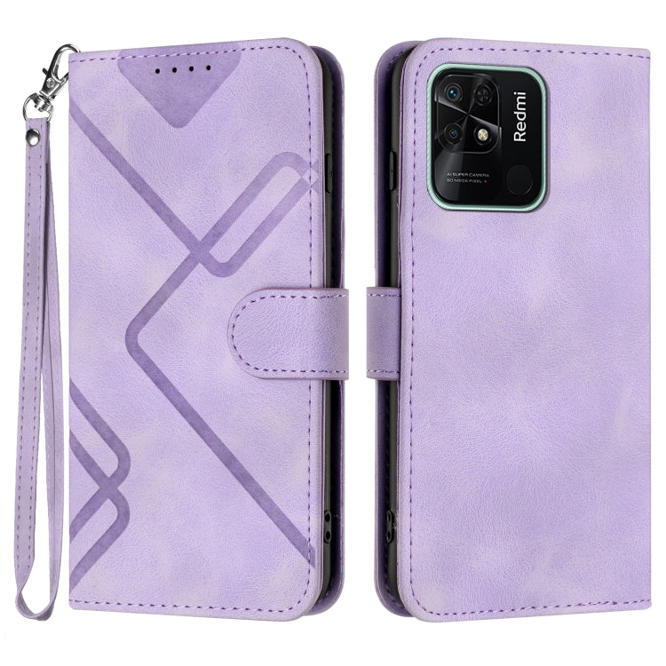 Line Pattern Skin Feel Leather Phone Case, For Xiaomi Redmi 10 Power, For Xiaomi Redmi 10A 4G, For Xiaomi Redmi 10C Global/10 India, For Xiaomi Redmi Note 11S 4G Global