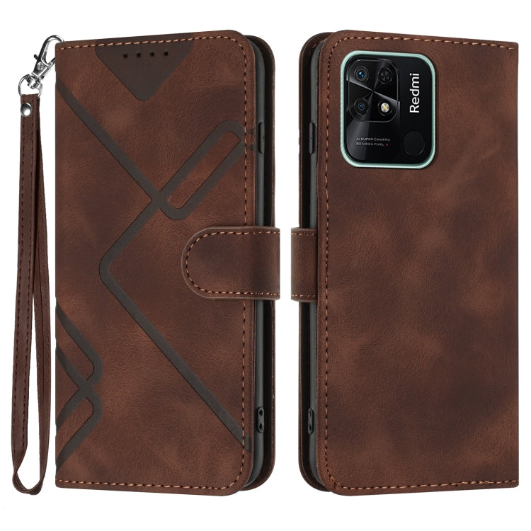 Line Pattern Skin Feel Leather Phone Case, For Xiaomi Redmi 10 Power, For Xiaomi Redmi 10A 4G, For Xiaomi Redmi 10C Global/10 India, For Xiaomi Redmi Note 11S 4G Global