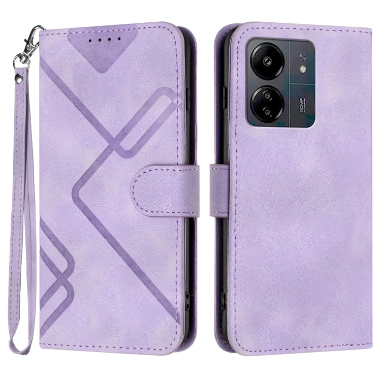 Line Pattern Skin Feel Leather Phone Case, For Xiaomi Redmi Note 13 Pro 4G, For Xiaomi Redmi Note 13 4G, For Xiaomi Redmi 13C, For Xiaomi Redmi K70E