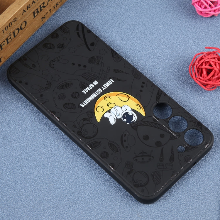 Astronaut Pattern Silicone Straight Edge Phone Case, For Samsung Galaxy S22 5G, For Samsung Galaxy S22+ 5G, For Samsung Galaxy S22 Ultra 5G