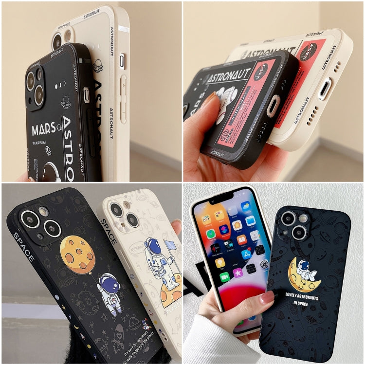 Astronaut Pattern Silicone Straight Edge Phone Case, For Samsung Galaxy S22 5G, For Samsung Galaxy S22+ 5G, For Samsung Galaxy S22 Ultra 5G