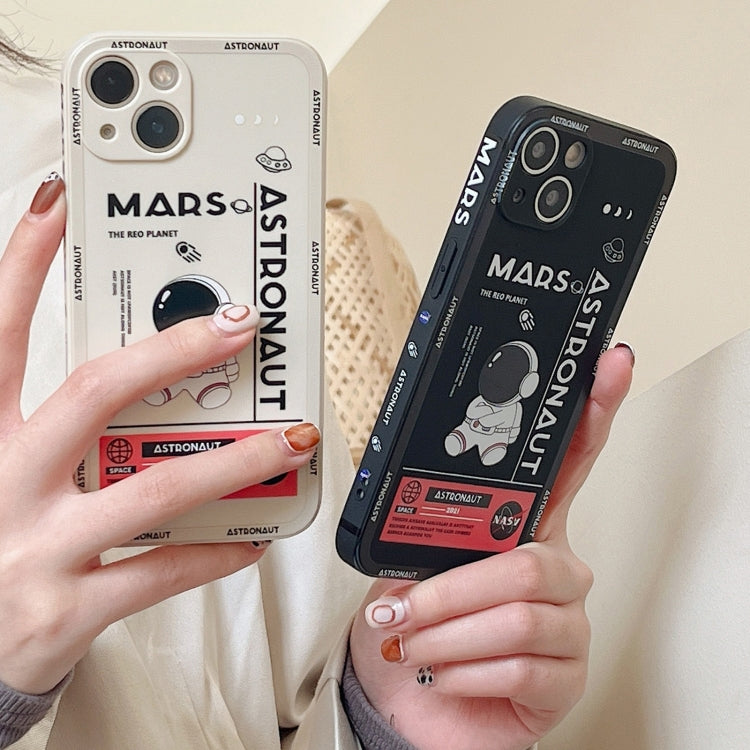 Astronaut Pattern Silicone Straight Edge Phone Case, For Samsung Galaxy S22 5G, For Samsung Galaxy S22+ 5G, For Samsung Galaxy S22 Ultra 5G
