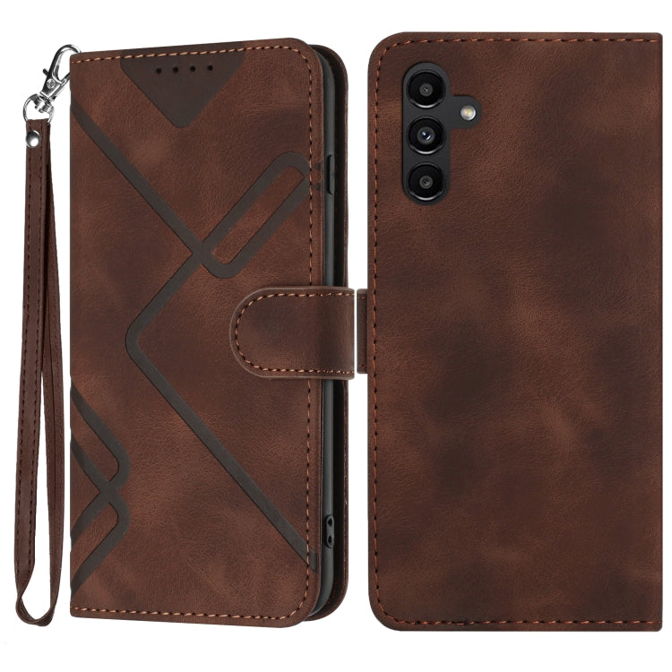 Line Pattern Skin Feel Leather Phone Case, For Samsung Galaxy S22 5G, For Samsung Galaxy A13 5G, For Samsung Galaxy Xcover 5, For Samsung Galaxy A03s 166mm