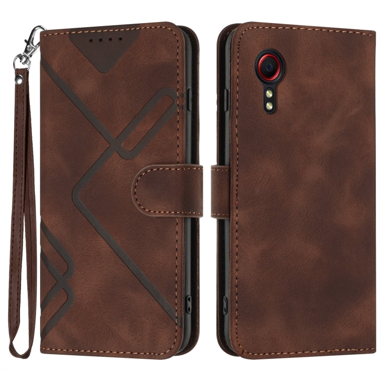 Line Pattern Skin Feel Leather Phone Case, For Samsung Galaxy S22 5G, For Samsung Galaxy A13 5G, For Samsung Galaxy Xcover 5, For Samsung Galaxy A03s 166mm