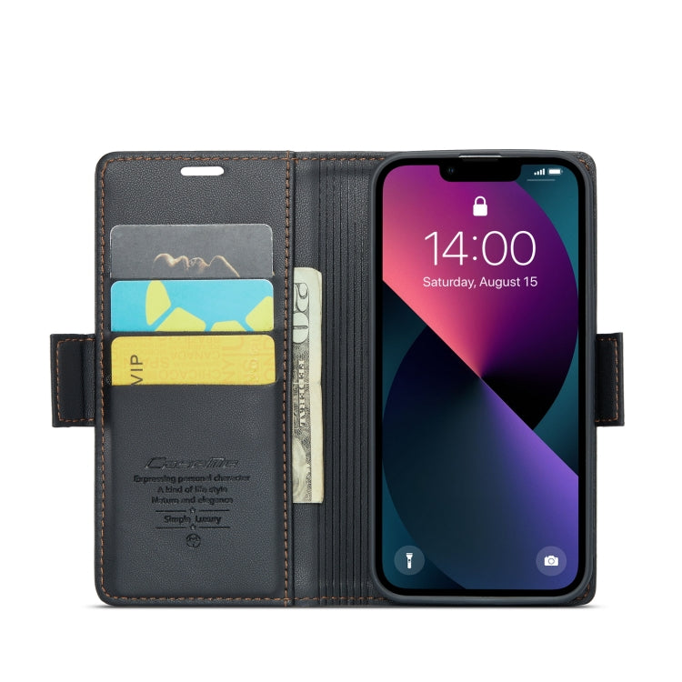 CaseMe 023 Butterfly Buckle Litchi Texture RFID Anti-theft Leather Phone Case, For iPhone 15 Pro Max, For iPhone 14, For iPhone 15 Pro, For iPhone 14 Plus