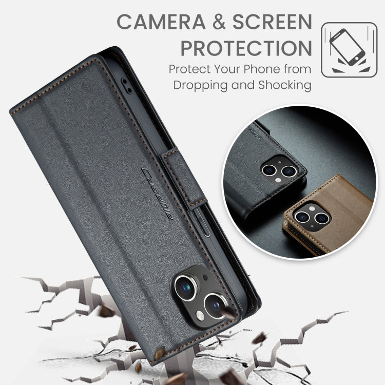CaseMe 023 Butterfly Buckle Litchi Texture RFID Anti-theft Leather Phone Case, For iPhone 15 Pro Max, For iPhone 14, For iPhone 15 Pro, For iPhone 14 Plus