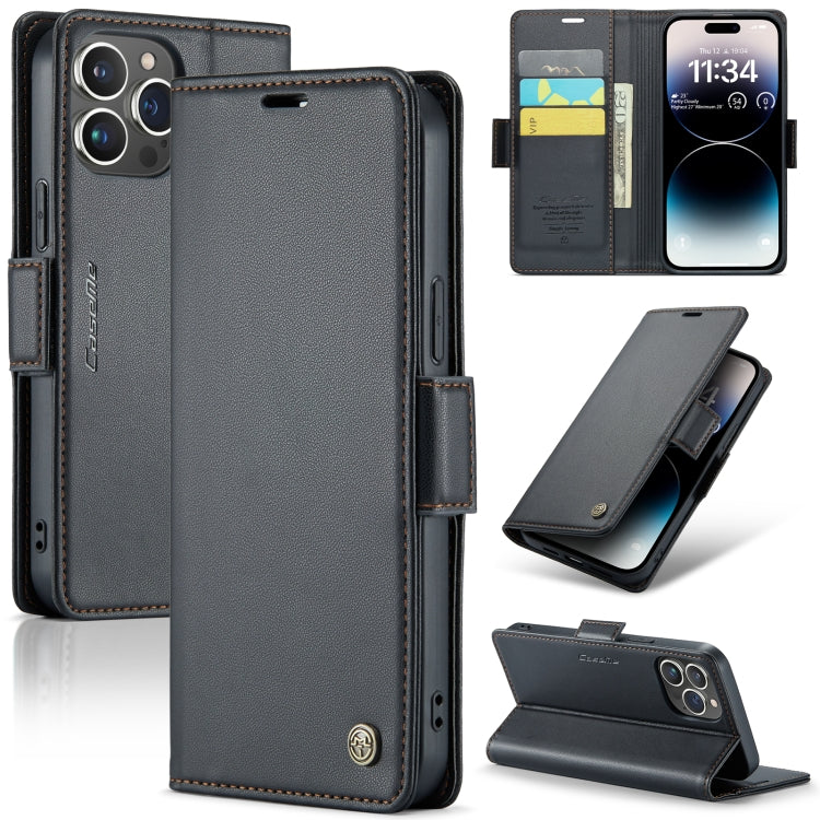 CaseMe 023 Butterfly Buckle Litchi Texture RFID Anti-theft Leather Phone Case, For iPhone 15 Plus, For iPhone 14 Pro, For iPhone 15, For iPhone 14 Pro Max
