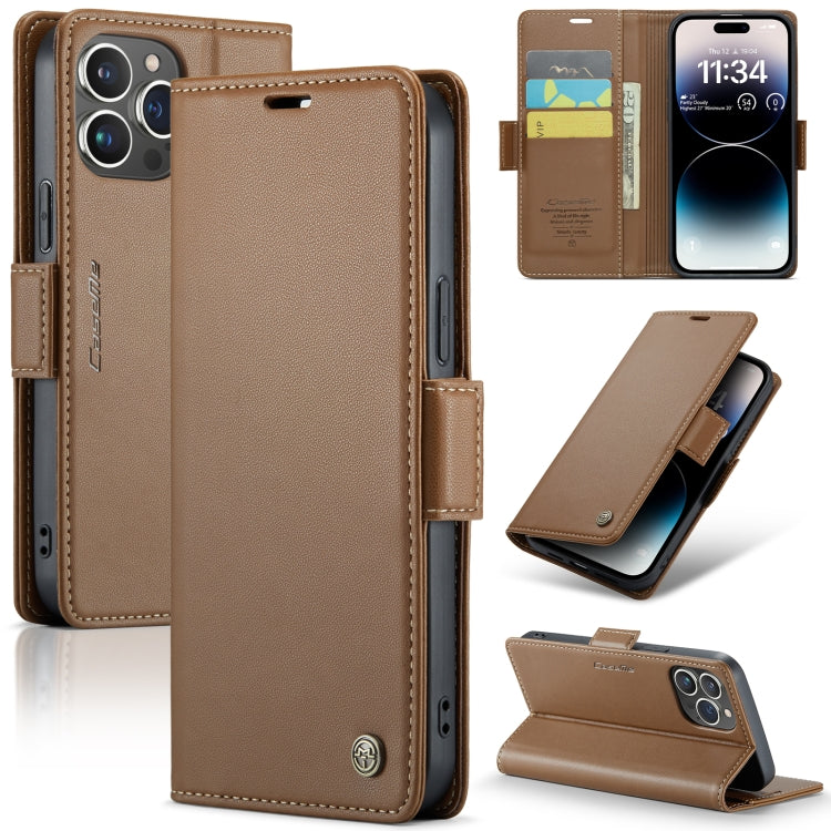 CaseMe 023 Butterfly Buckle Litchi Texture RFID Anti-theft Leather Phone Case, For iPhone 15 Plus, For iPhone 14 Pro, For iPhone 15, For iPhone 14 Pro Max