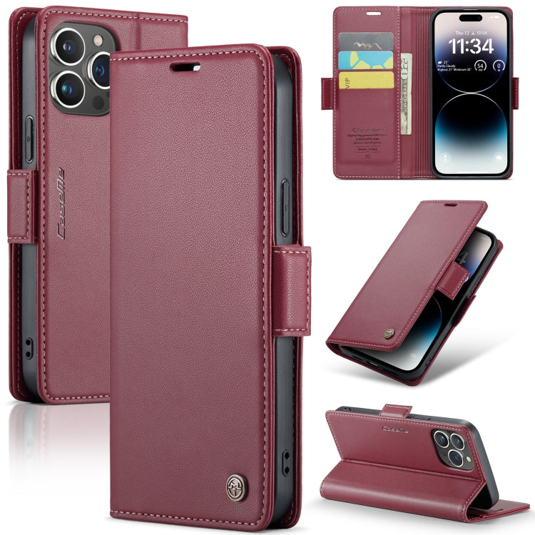 CaseMe 023 Butterfly Buckle Litchi Texture RFID Anti-theft Leather Phone Case, For iPhone 15 Plus, For iPhone 14 Pro, For iPhone 15, For iPhone 14 Pro Max