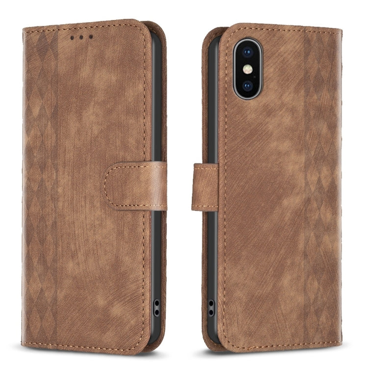Plaid Embossed Leather Phone Case, For iPhone 11 Pro, For iPhone 15 Plus, For iPhone 11 Pro Max, For iPhone X / XS