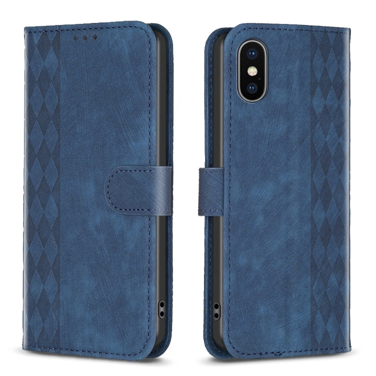 Plaid Embossed Leather Phone Case, For iPhone 11 Pro, For iPhone 15 Plus, For iPhone 11 Pro Max, For iPhone X / XS