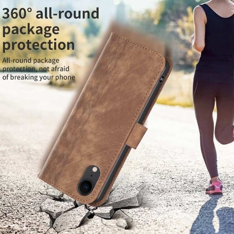 Plaid Embossed Leather Phone Case, For iPhone XR, For iPhone XS Max, For iPhone SE 2022 / 7 / 8, For iPhone 15