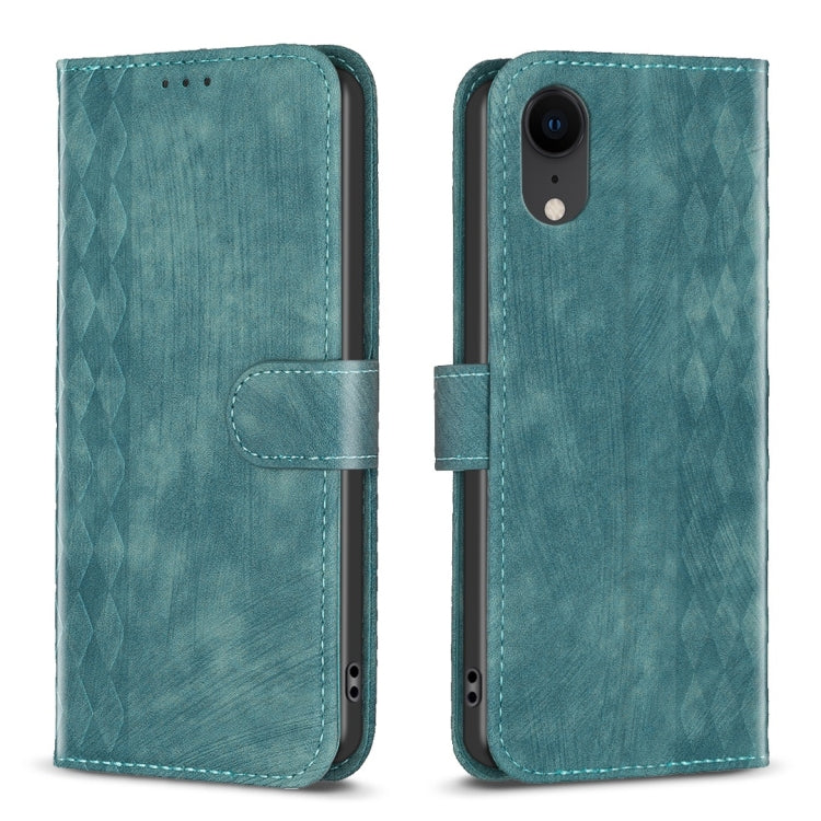 Plaid Embossed Leather Phone Case, For iPhone XR, For iPhone XS Max, For iPhone SE 2022 / 7 / 8, For iPhone 15