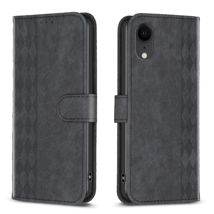 Plaid Embossed Leather Phone Case, For iPhone XR, For iPhone XS Max, For iPhone SE 2022 / 7 / 8, For iPhone 15