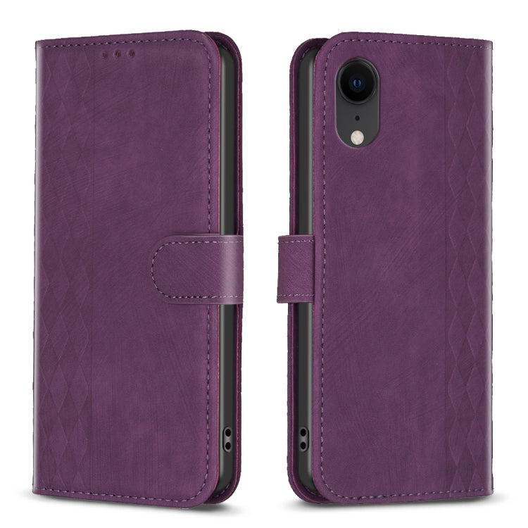 Plaid Embossed Leather Phone Case, For iPhone XR, For iPhone XS Max, For iPhone SE 2022 / 7 / 8, For iPhone 15