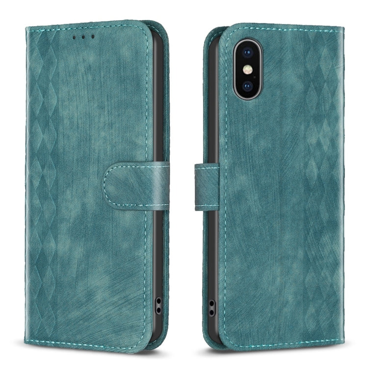 Plaid Embossed Leather Phone Case, For iPhone XR, For iPhone XS Max, For iPhone SE 2022 / 7 / 8, For iPhone 15