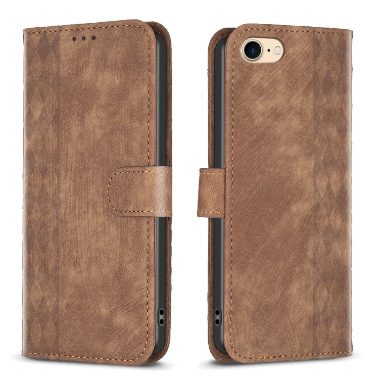 Plaid Embossed Leather Phone Case, For iPhone XR, For iPhone XS Max, For iPhone SE 2022 / 7 / 8, For iPhone 15