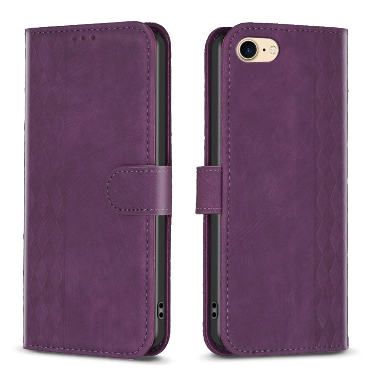 Plaid Embossed Leather Phone Case, For iPhone XR, For iPhone XS Max, For iPhone SE 2022 / 7 / 8, For iPhone 15