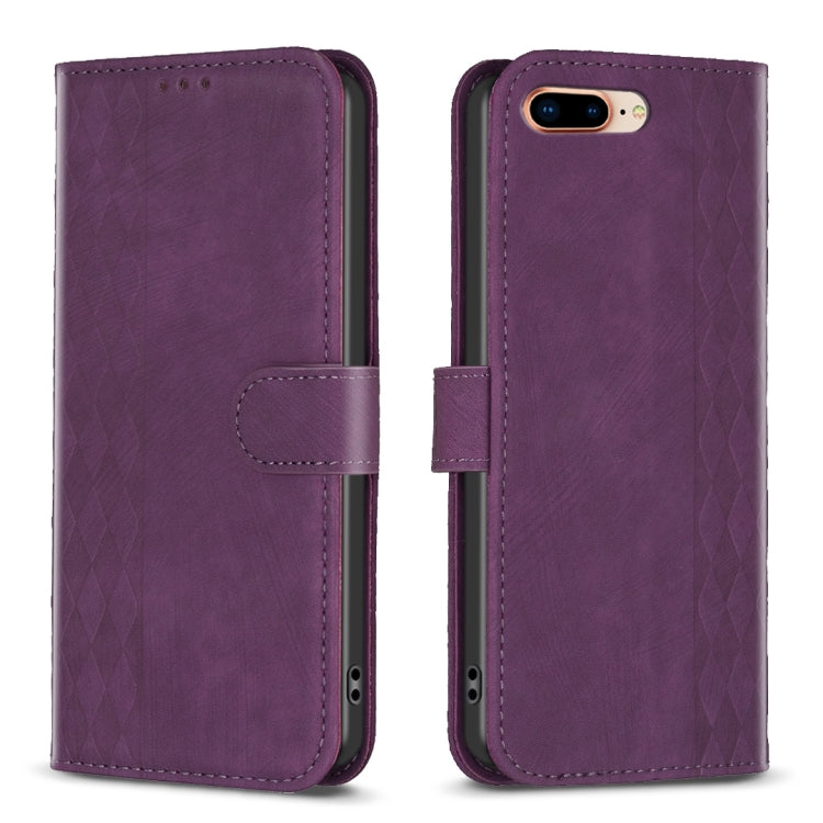 Plaid Embossed Leather Phone Case, For iPhone 7 Plus / 8 Plus