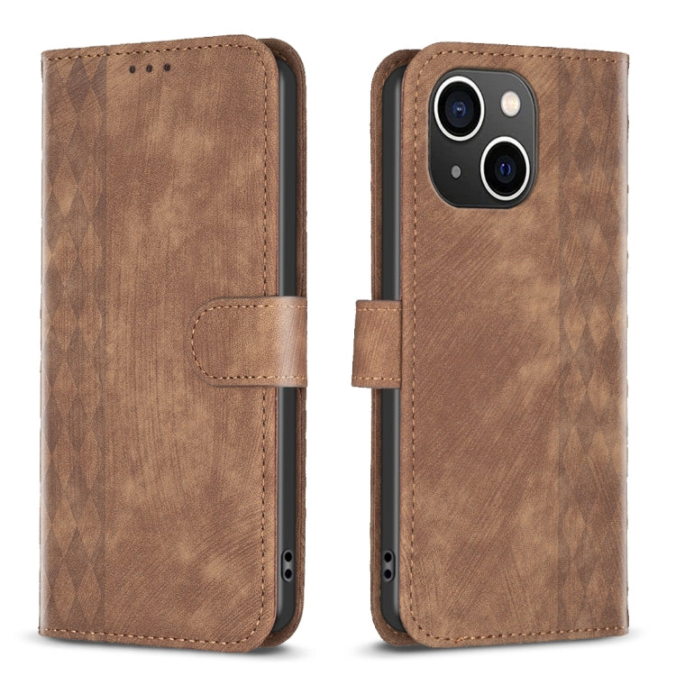 Plaid Embossed Leather Phone Case, For iPhone XR, For iPhone XS Max, For iPhone SE 2022 / 7 / 8, For iPhone 15