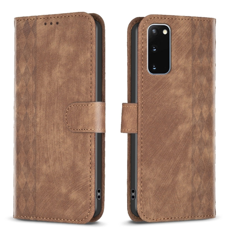 Plaid Embossed Leather Phone Case, For Samsung Galaxy S21 FE 5G, For Samsung Galaxy S20, For Samsung Galaxy S20+, For Samsung Galaxy S20 FE