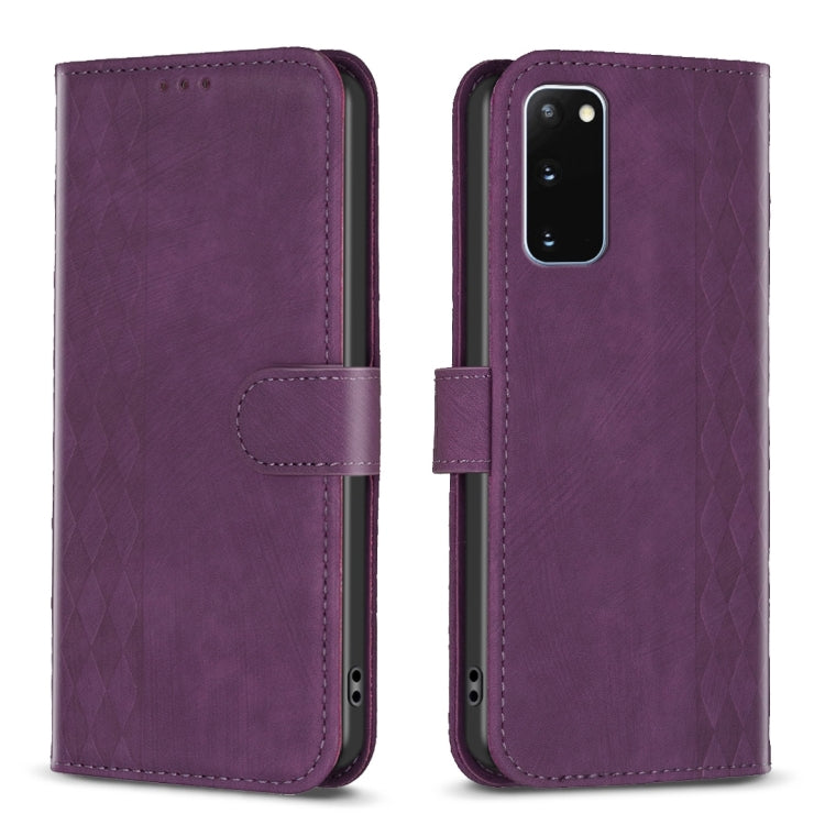 Plaid Embossed Leather Phone Case, For Samsung Galaxy S21 FE 5G, For Samsung Galaxy S20, For Samsung Galaxy S20+, For Samsung Galaxy S20 FE